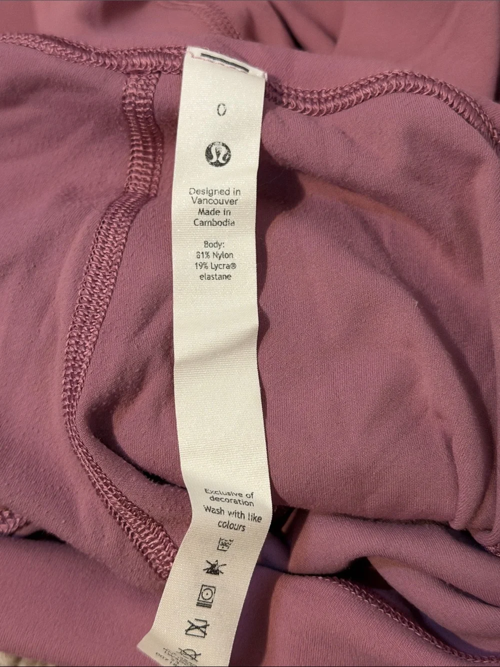 lululemon athletica mauve high-waist leggings with side pockets